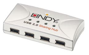 Lindy 4-port USB Hub, 480 Mbit/s, Hvit, 2 m, Win ME/2000/XP/Vista/7 Mac OS 8.6 +, USB 2.0/1.1, 4x USB-A FM, 2x USB-B FM