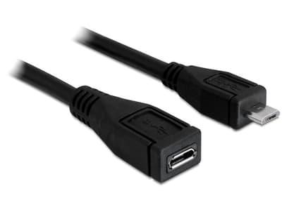 Delock - USB-forlengelseskabel - Micro-USB type B (hann) til Micro-USB type B (hunn) - 1 m - svart