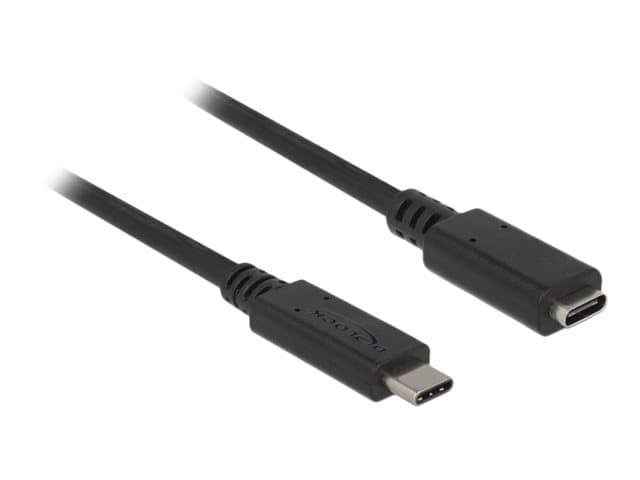 DeLOCK - USB-forlengelseskabel - USB-C (hann) til USB-C (hunn) - USB 3.1 Gen 1 - 3 A - 2 m - svart