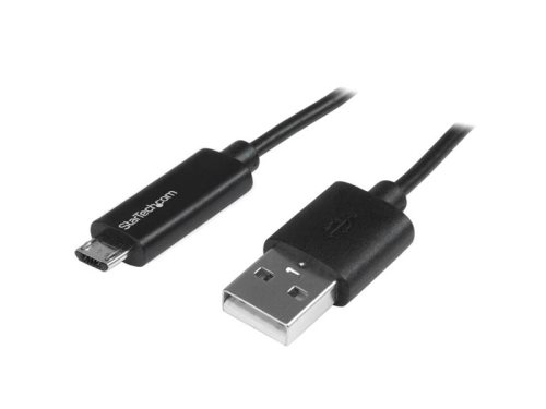 Bild av StarTech.com Micro USB-kabel med LED-laddningslampa - M/M - 1 m - USB-kabel - mikro-USB typ B (hane) till USB (hane) - 1 m - svart