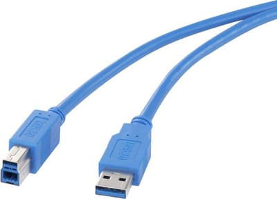 Renkforce RF-4260498, 0,5 m, USB A, USB B, USB 3.2 Gen 1 (3.1 Gen 1), 5000 Mbit/s, Blå