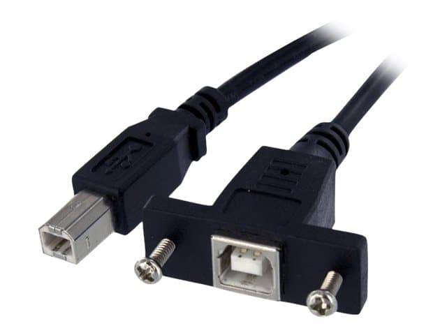StarTech.com 3 ft Panel Mount USB Cable B to B - F/M - Panel Mount USB Extension USB-B Female to USB-B Male Adapter Cable - USB-B (F) Port (USBPNLBFB
