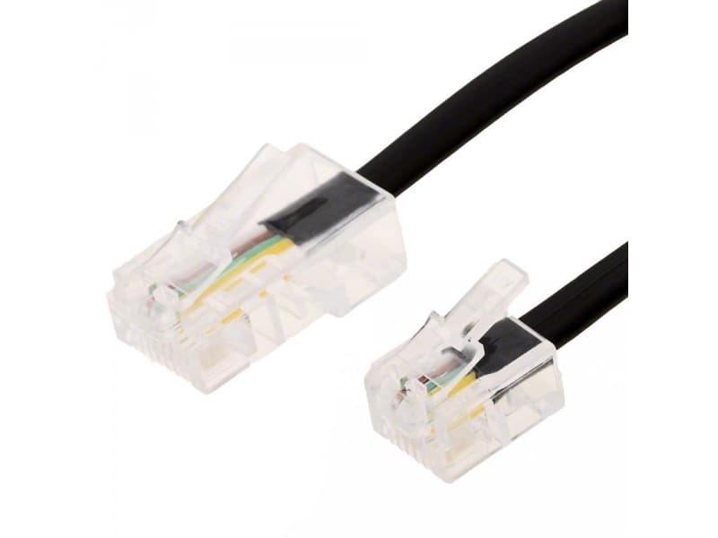 Helos 014154, 6 m, RJ45, RJ11, Svart, Hankjønn/hankjønn, 300 g