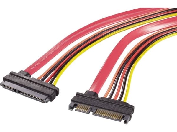 Renkforce Harddiske, Strøm Forlængerkabel [1x SATA-kombi-stik 15+7-pol. - 1x SATA-kombi-tilslutning 15+7-pol.] 0.50 m Rød, Orange, Sort, Gul