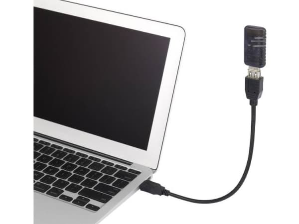 Renkforce USB-kabel USB 2.0 USB-A-hanstik, USB-A-hunstik 0.16 m Sort fleksibelt svanehalskabel, forgyldte stik RF-3999453