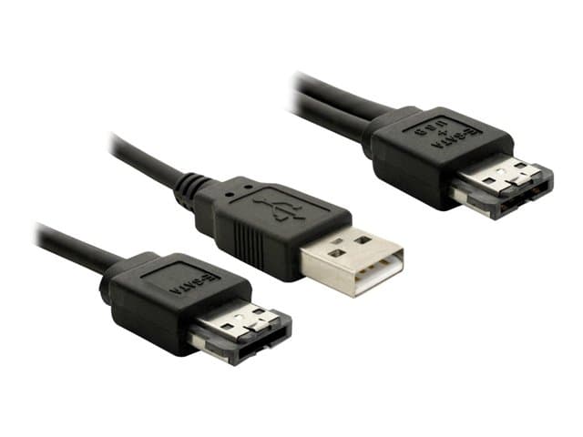 DeLOCK Power Over eSATA cable - Power Over eSATA-kabel - Serial ATA 150/300 - USB, eSATA til eSATAp (hann) - 1 m - svart