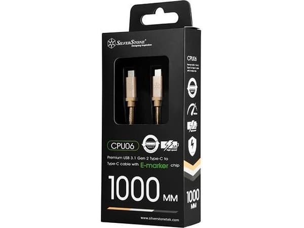 USB-kabel SilverStone SILVERSTON SST-CPU06G-1000 Silverstone SST-CPU06G-1000 USB-kabel 3.1 Gen2 till typ C 1m guld