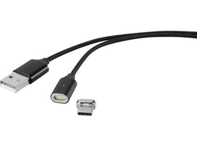 Renkforce RF-4724976, 1 m, USB A, USB C, USB 2.0, 480 Mbit/s, Svart