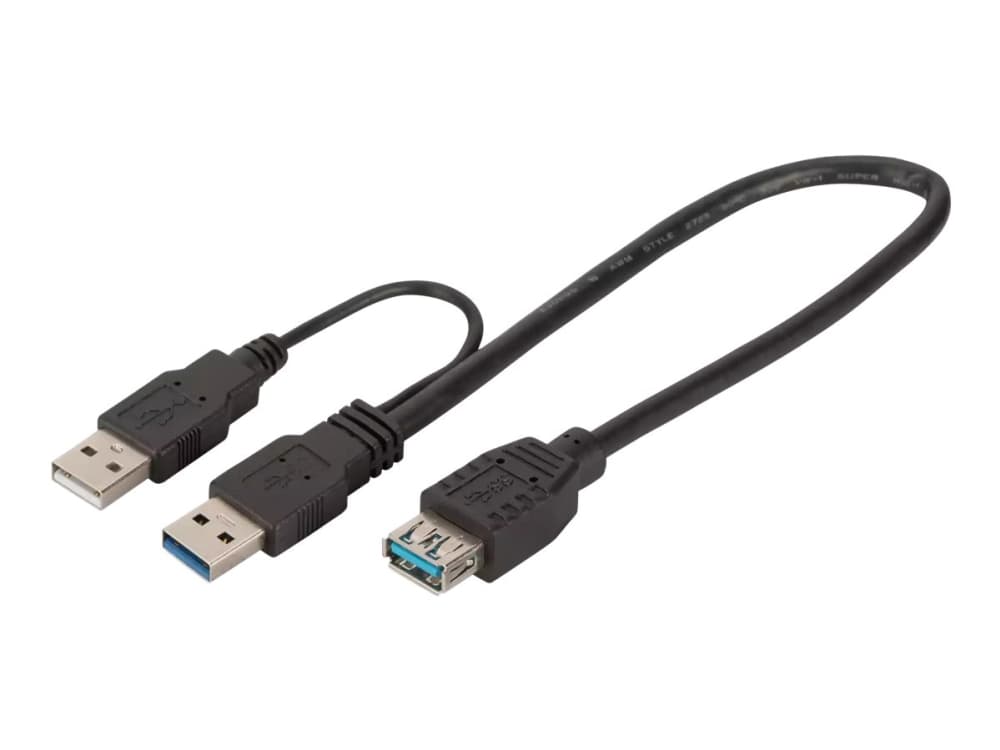 DIGITUS - USB-kabel - USB typ A (hane) till USB typ A (hona) - USB 3.0 - 30 cm - formpressad - svart