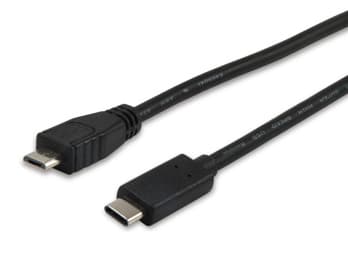Equip 12888407, 1 m, Micro-USB B, USB C, 2.0, Hane/Hane, Svart