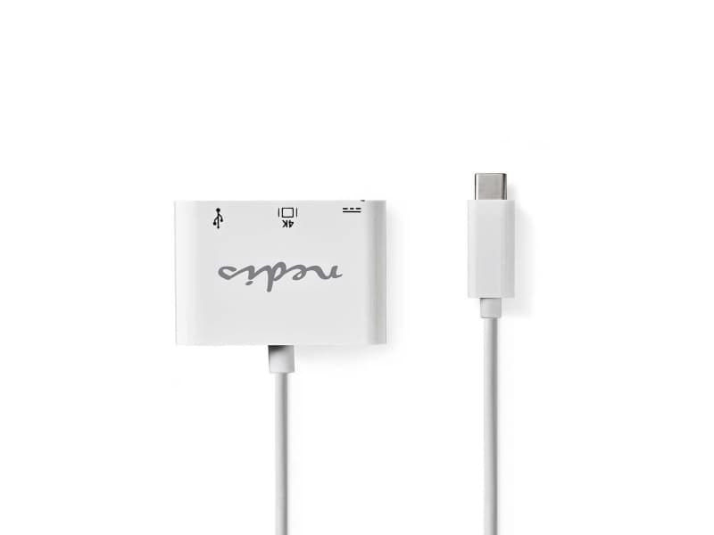 Nedis CCGP64765WT02, 0,2 m, USB-C, USB A, 3.2 Gen 1 (3.1 Gen 1), Hankjønn/hunkjønn, Hvit