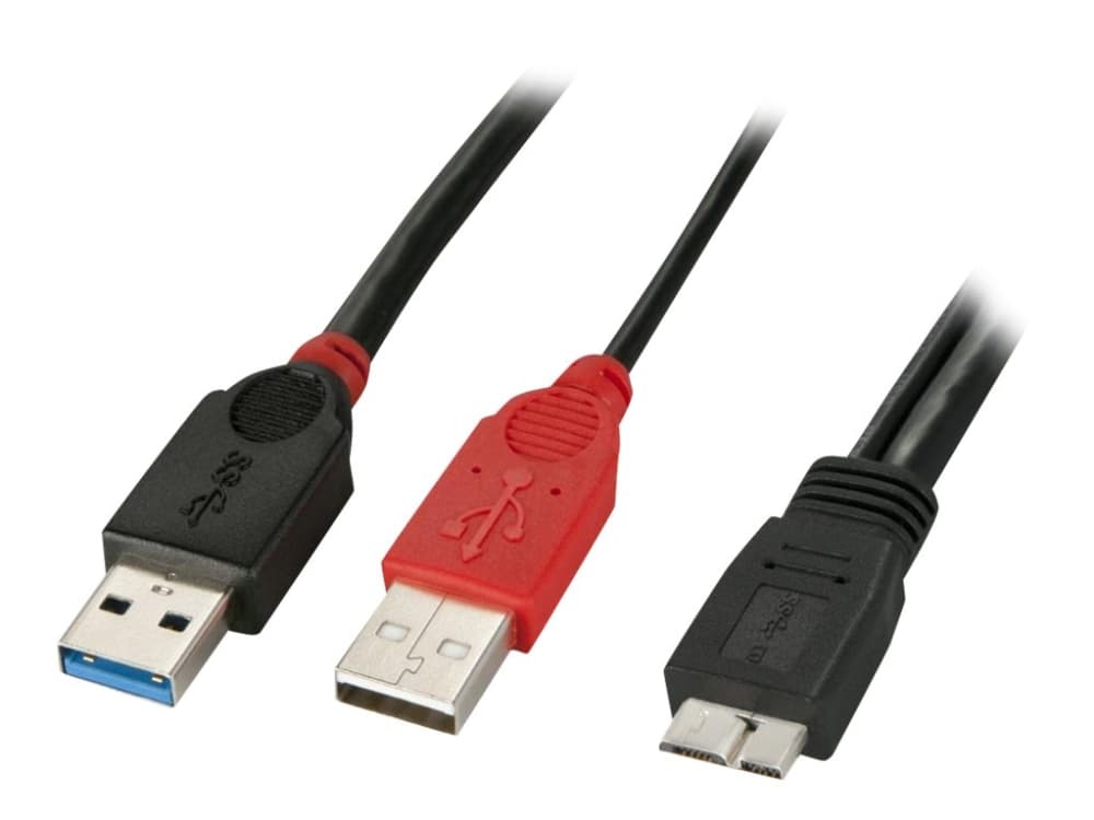 Lindy Dual Power - USB-kabel - USB (kun strøm), USB-type A (hann) til Micro-USB Type B (hann) - USB 3.0 - 50 cm - formstøpt - svart