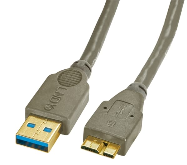 Lindy 1m USB 3.0, 1 m, USB A, Micro-USB B, 3.2 Gen 1 (3.1 Gen 1), Hane/Hane, Svart