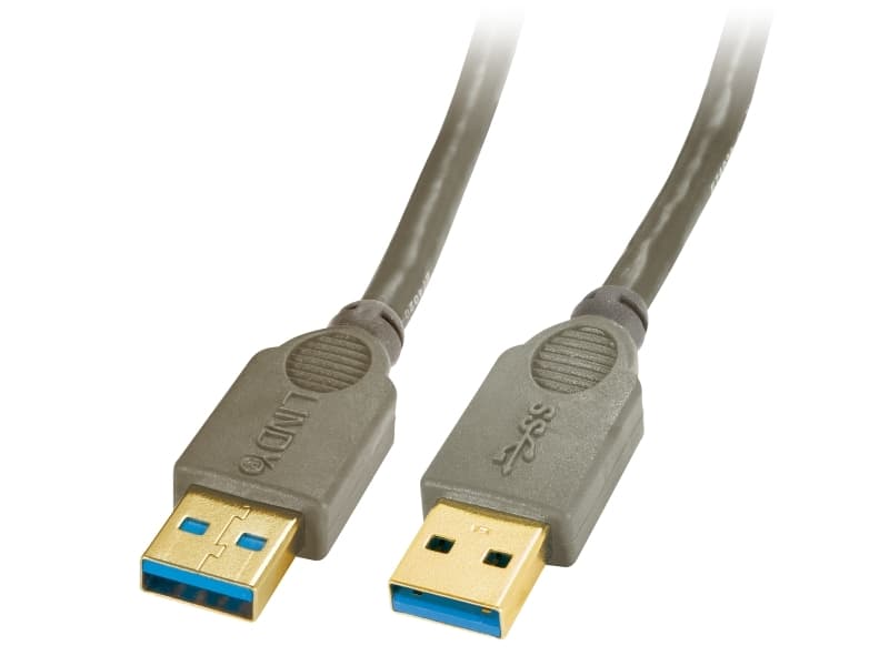 Lindy 41850, 0,5 m, USB A, USB A, 3.2 Gen 1 (3.1 Gen 1), Hankjønn/hankjønn, Antrasitt