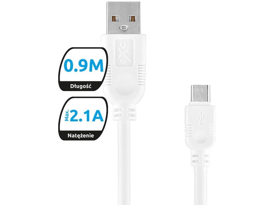 USB cable eXc Whippy USB A -> Micro USB (M/M) White 0.9m