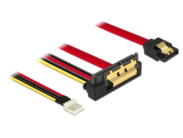 DeLOCK - SATA-kabel - Serial ATA 150/300/600 - 4-pin intern strøm, SATA til SATA-kombo (R) vinklet nedover - 30 cm