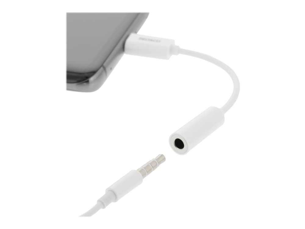 DELTACO USBC-1144 - USB-C til hodetelefons-jakkadapter - USB-C (hann) til 4-polsminijakk (hunn) - 9 cm - hvit - passiv