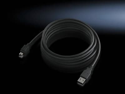 Rittal DK 7030.080, 3 m, USB A, Mini-USB A, USB 2.0, Uros/uros, Musta