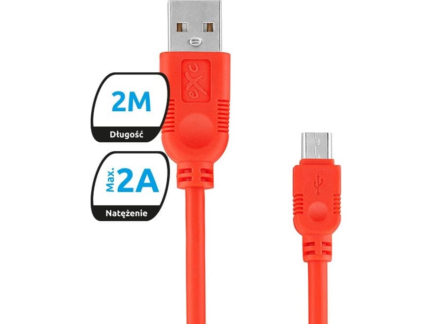 USB cable eXc Whippy USB A -> Micro USB (M/M) Red 2m