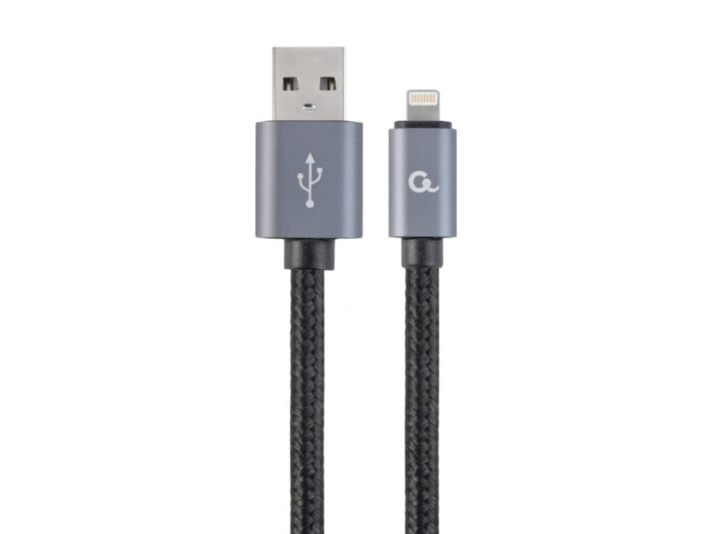 Gembird CCB-MUSB2B-AMLM-6, Svart, USB A, Lightning, 1,8 m, Hankjønn, Hankjønn