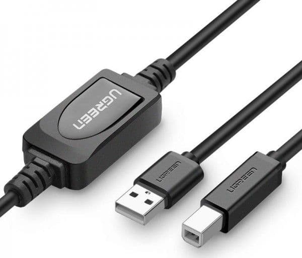 Ugreen USB cable Active USB 2.0 A-B UGREEN US122 cable for printer, 10m (black)