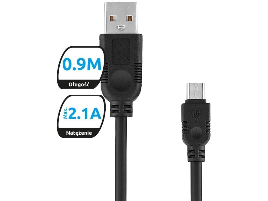 USB cable eXc Whippy USB A -> Micro USB (M/M) Black 0.9m