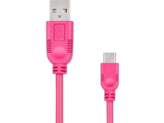 USB eXc cable Micro USB 2.0 to USB-C eXc Whippy cable, 0.9 m, pink