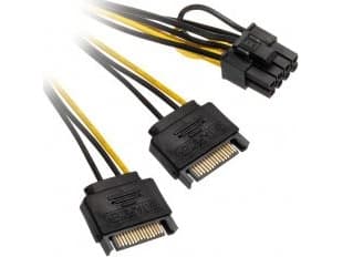 Akasa AK-CBPW19-15, PCI-E (8-pin), 2 x SATA 155-pin, Sort, 1 stykker