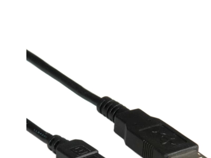 ROLINE 3m USB 2.0, 3 m, USB A, Mini-USB A, 2.0, Hane/Hane, Svart