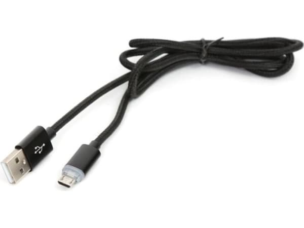 USB cable Omega USB 2.0 CABLE microUSB for smartphones, tablets LED PLUG 1M BLACK (43461)