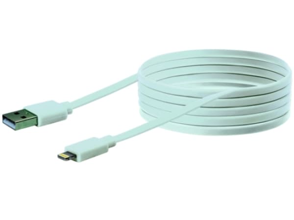 Schwaiger 3m USB 2.0 A - Lightning, 3 m, Lightning, USB A, Vit, Rak, Rak