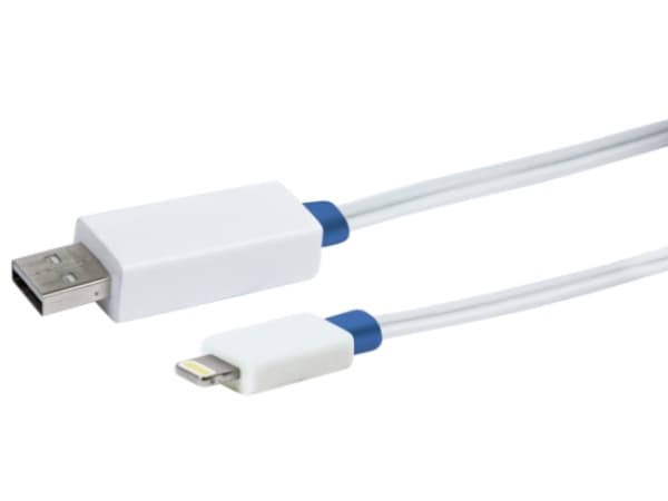 Schwaiger 0.8m USB 2.0 A - Lightning, 0,8 m, Lightning, USB A, Vit, Rak, Rak