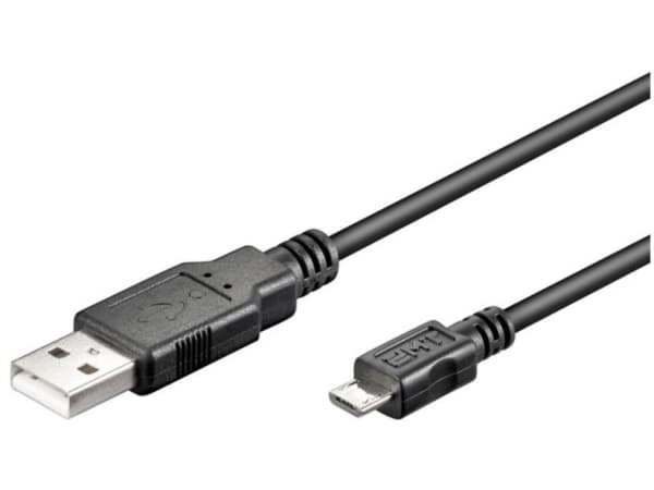 Goobay USB micro-B 060, 0.60m, 0,6 m, Micro-USB B, USB A, Hankjønn/hankjønn, Sort