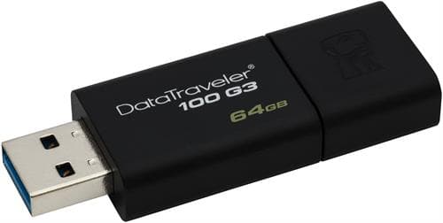 USB-minne 64GB Kingston DataTraveler DT100 G3 USB 3.1 / 3.0 / 2.0