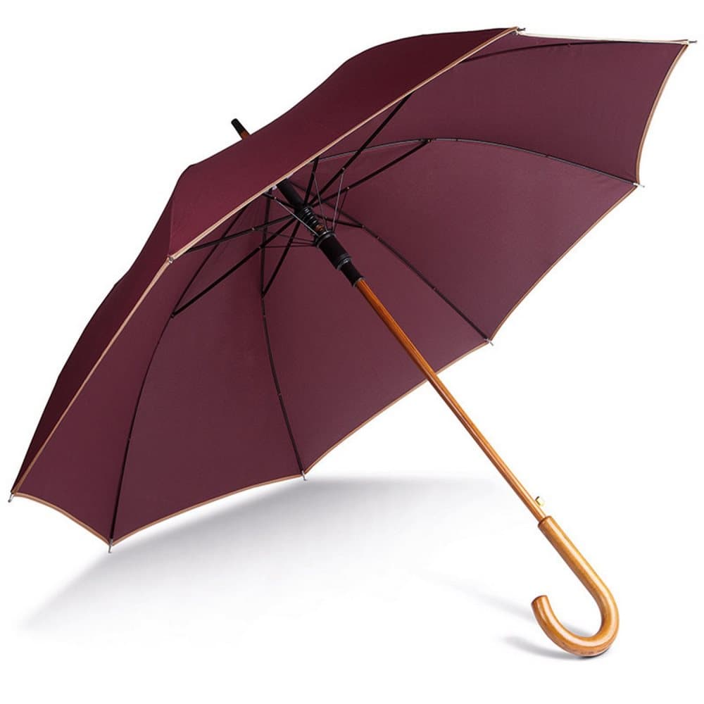 Kimood Unisex Automatic Open Wooden Handle Walking Umbrella