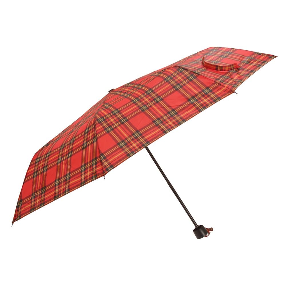 Womens/Ladies Wind Resistant Tartan Check Compact Close Umbrella
