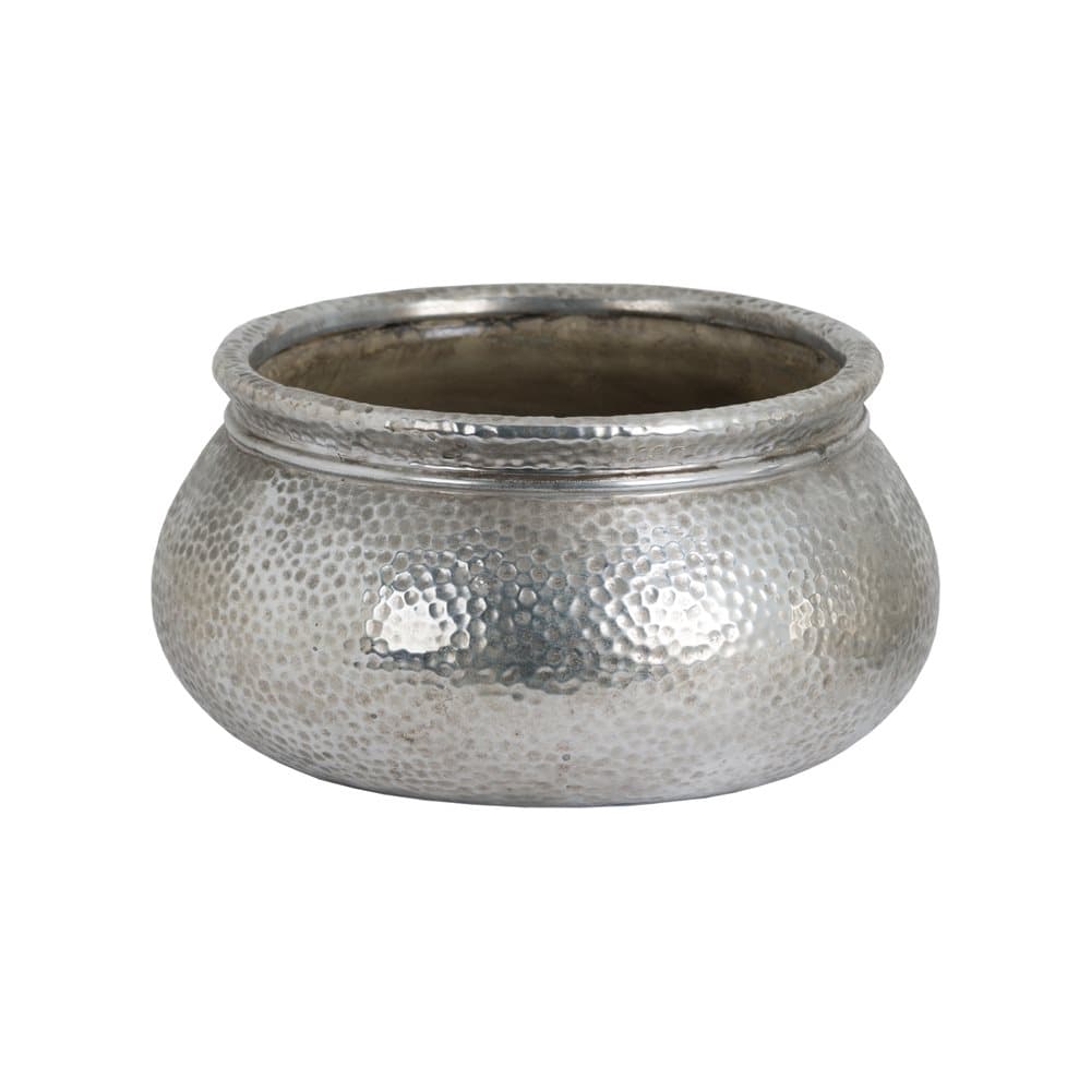 Hill Interiors Metallic Ceramic Round Wide Necked Planter
