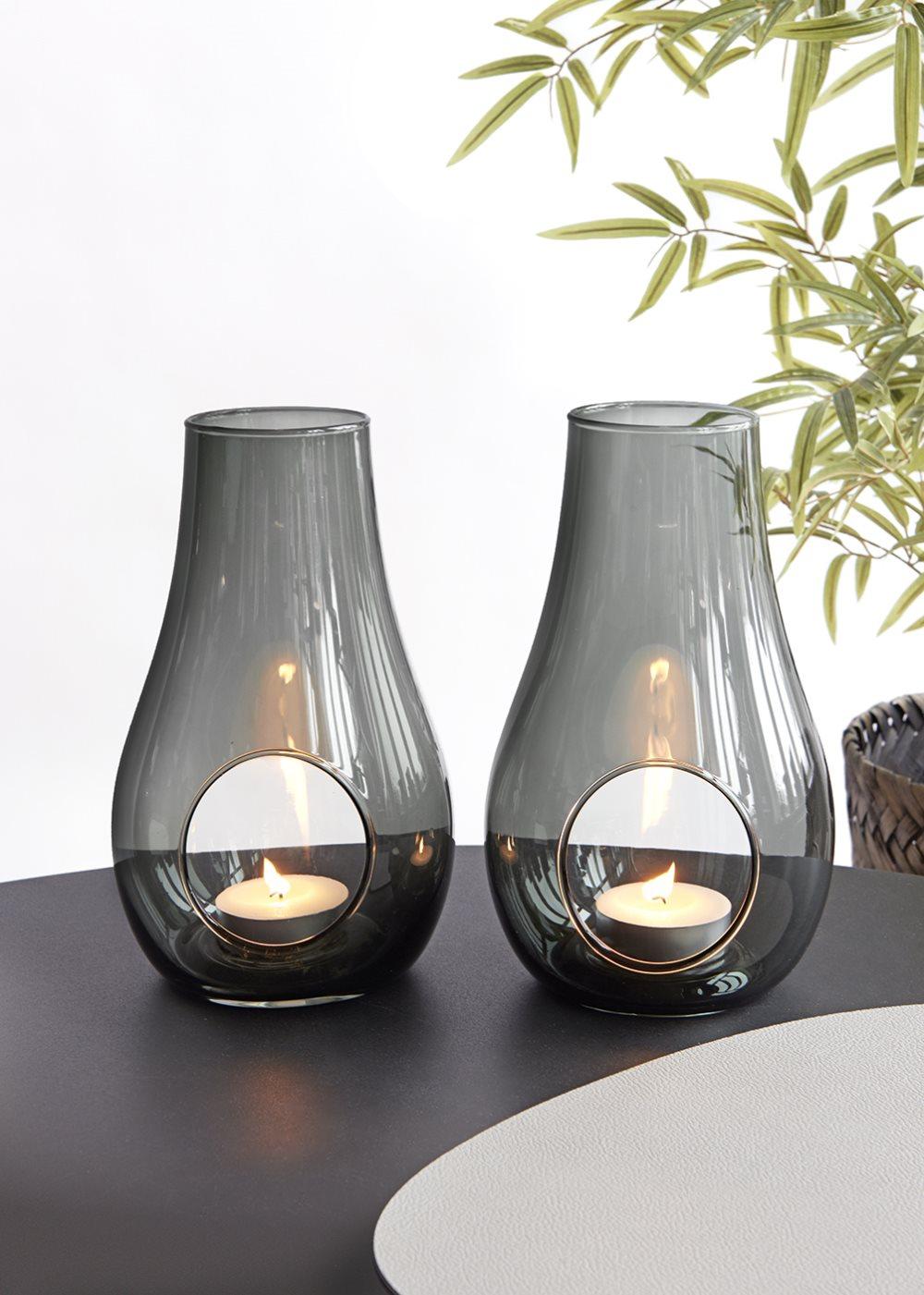 LYKTA DROP SMOKED GLASS 2-pack