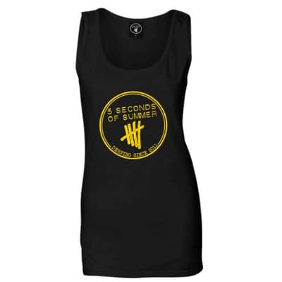 5 Seconds of Summer Ladies Vest Tee: Derping Stamp (Large)
