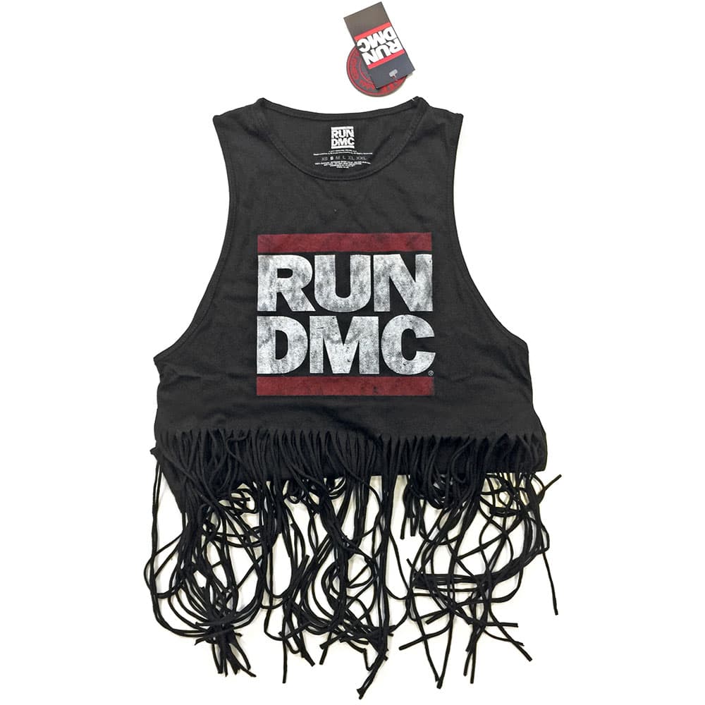 Run DMC Ladies Tee Vest: Logo Vintage (Tassels) (Small)