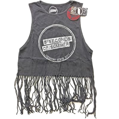 5 Seconds of Summer Ladies Tassel Vest: Derping Stamp Vintage (Medium)