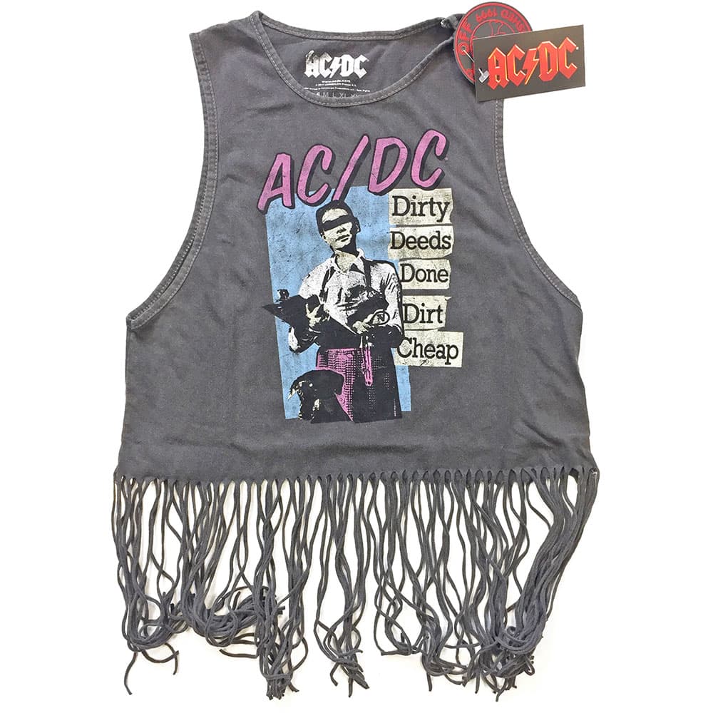 AC/DC Ladies Tee Vest: Dirty Deeds Done Dirt Cheap (Tassels) (Large)
