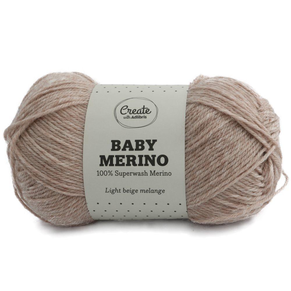 Adlibris Baby Merinoull Garn 50g Light Beige Melange A005 Cdon