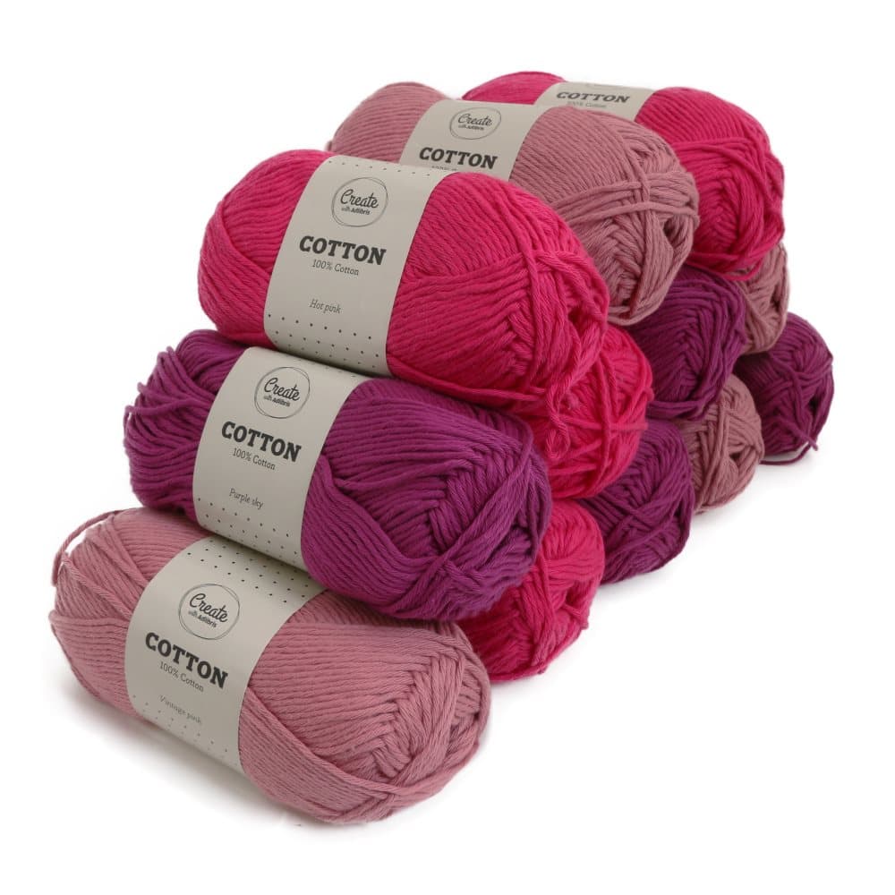 Lankapakkaus Adlibris Cotton lanka 100g Vaaleanpunainen 12 kpl