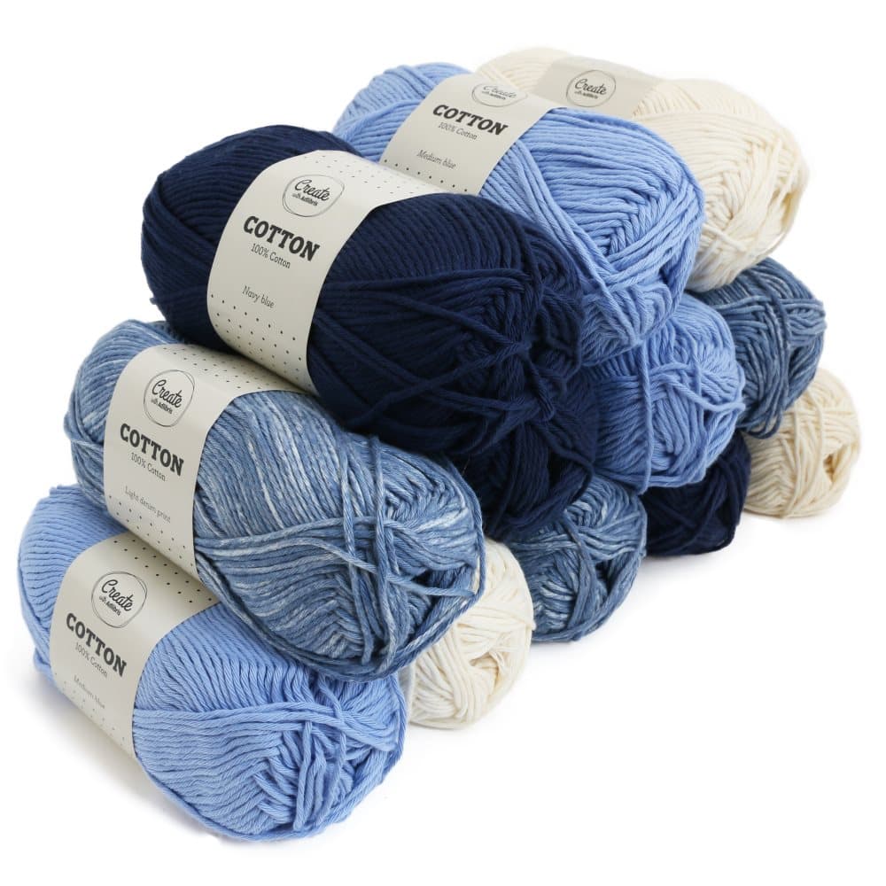 Lankapakkaus Adlibris Cotton lanka 100g Sininen 12 kpl