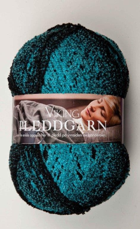 Pleddgarn 350 gr turkoosi/musta Viking Garn