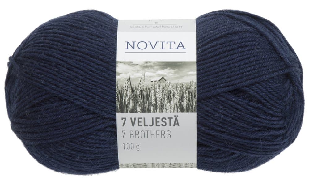 Novita 7 Veljestä Lanka Villasekoite 100 g, laivasto 170