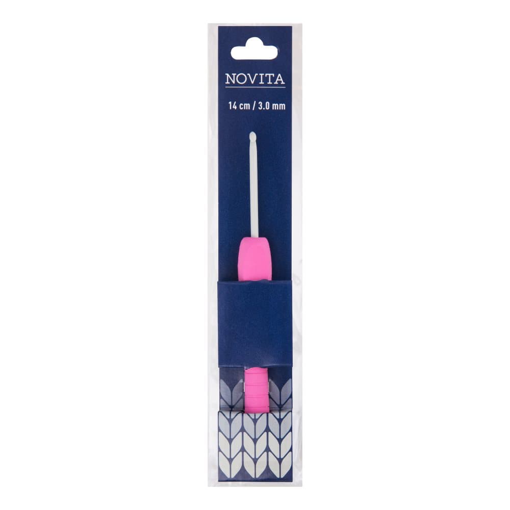 Novita ergonominen virkkuukoukku 14 cm 3.00 mm pinkki