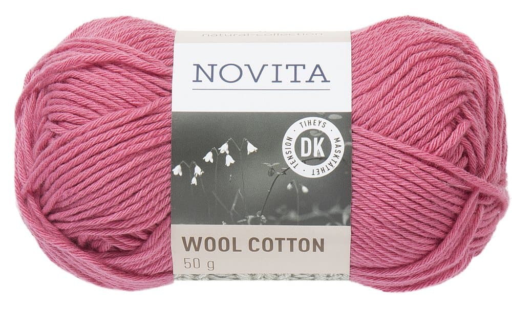 Novita Wool Cotton Lanka Villasekoite 50 g, rose 520