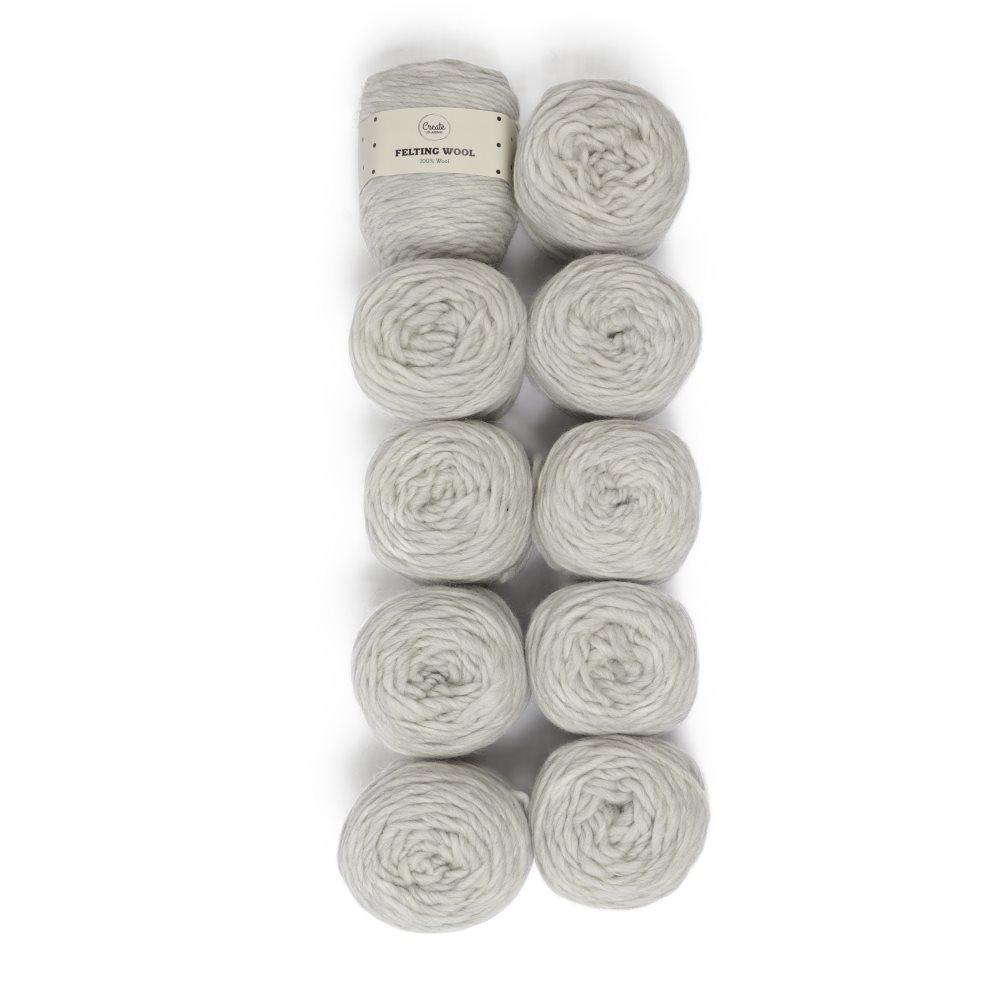 Adlibris Felting Wool 100g Light Grey Melange A113 10-pakk
